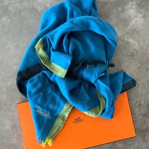 Hermes 100% Cashmere Color Blocked Stole